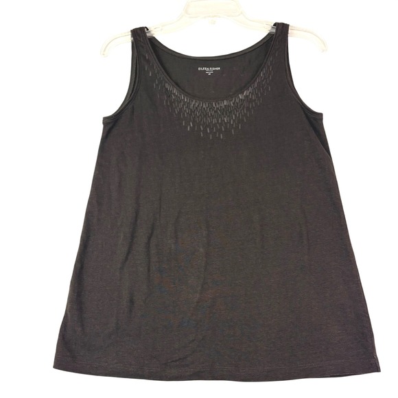 Eileen Fisher Tops - Eileen Fisher PP Brown Linen Tank Top Sequin Embellished‎ Lagenlook Minimalist